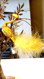 Vintage Czech Republic, Glass Blown, Hand Painted Christmas Tree Ornament - Swan with clip