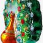 Vintage Czech Republic, Glass Blown, Hand Painted Christmas Tree Ornament - Peacock Green