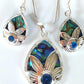 Silver Handmade Inlay Pendant/Earring Set Semi Precious Abalone Shell- Flower
