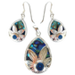 Silver Handmade Inlay Pendant/Earring Set Semi Precious Abalone Shell- Flower