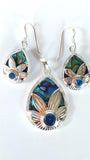 Silver Handmade Inlay Pendant/Earring Set Semi Precious Abalone Shell- Flower