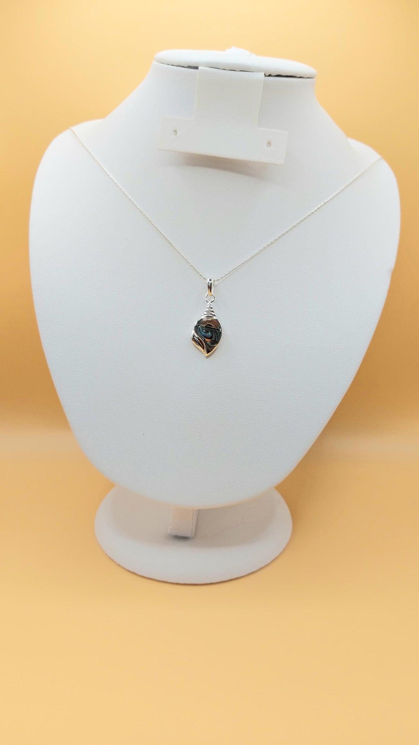 Silver Handmade Inlay Pendant Semi Precious Abalone Shell- Shell