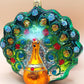 Vintage Czech Republic, Glass Blown, Hand Painted Christmas Tree Ornament - Peacock Green