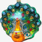 Vintage Czech Republic, Glass Blown, Hand Painted Christmas Tree Ornament - Peacock Green