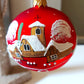 Vintage Czech Glass Christmas Ornament: Hand-Painted Red large Ball