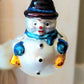 Vintage Czech Glass Snowman Christmas Ornament with Bowler Hat (Pair)
