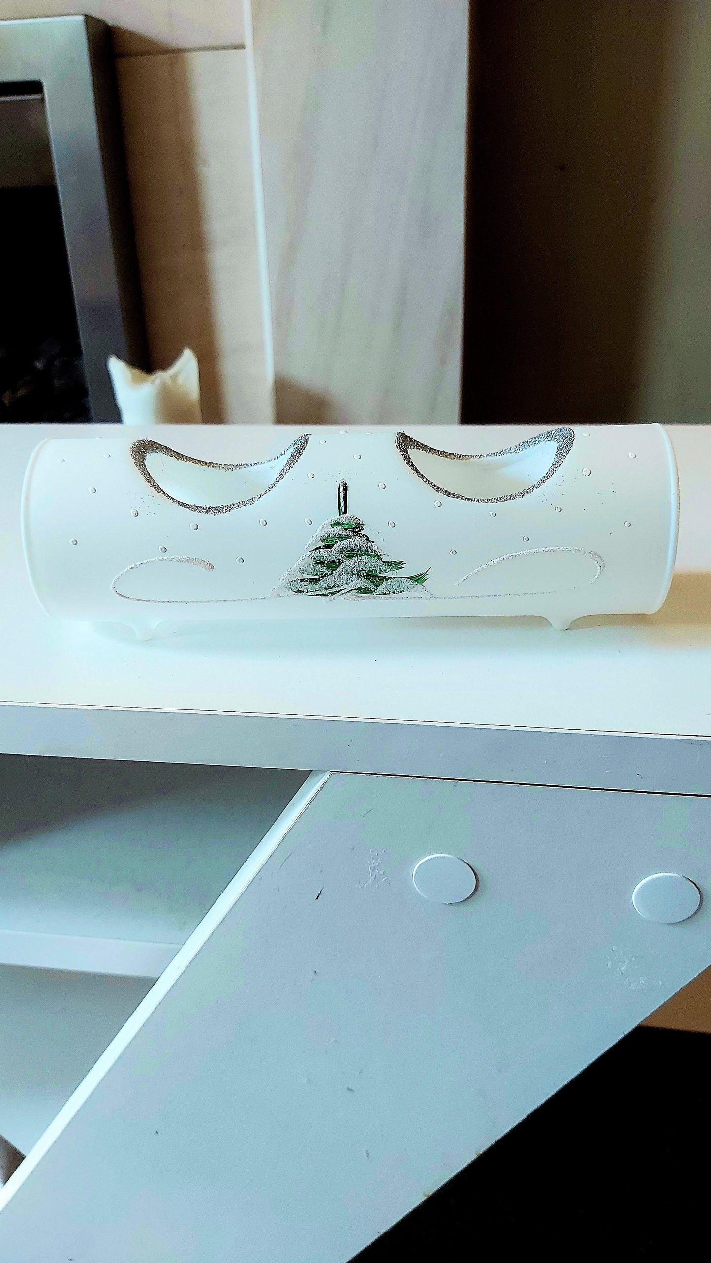 Vintage Czech Glass Christmas Ornament: Hand-Painted House Candle Holder