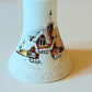 Vintage Czech Glass Christmas Ornament Bell: Hand-Painted Winter Village White