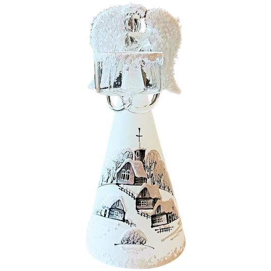 Czech Glass Angel Christmas Ornament: Hand-Painted Candle Holder