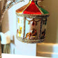 Vintage Czech Republic, Glass Blown, Hand Painted Christmas Tree Ornament - Carousel