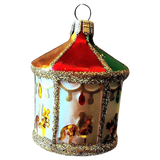 Czech Republic, Glass Blown, Hand Painted Christmas Tree Ornament - Carousel