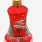 Vintage Czech Glass Christmas Bell Ornament: Hand-Painted House Motif