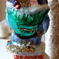 Vintage Czech Republic, Glass Blown, Hand Painted Christmas Tree Ornament - Large Santa Chimney Blue