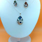 Silver Handmade Inlay Pendant/Earring Set Semi Precious Abalone Shell- Flower