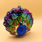 Vintage Czech Republic, Glass Blown, Hand Painted Christmas Tree Ornament - Peacock Purple
