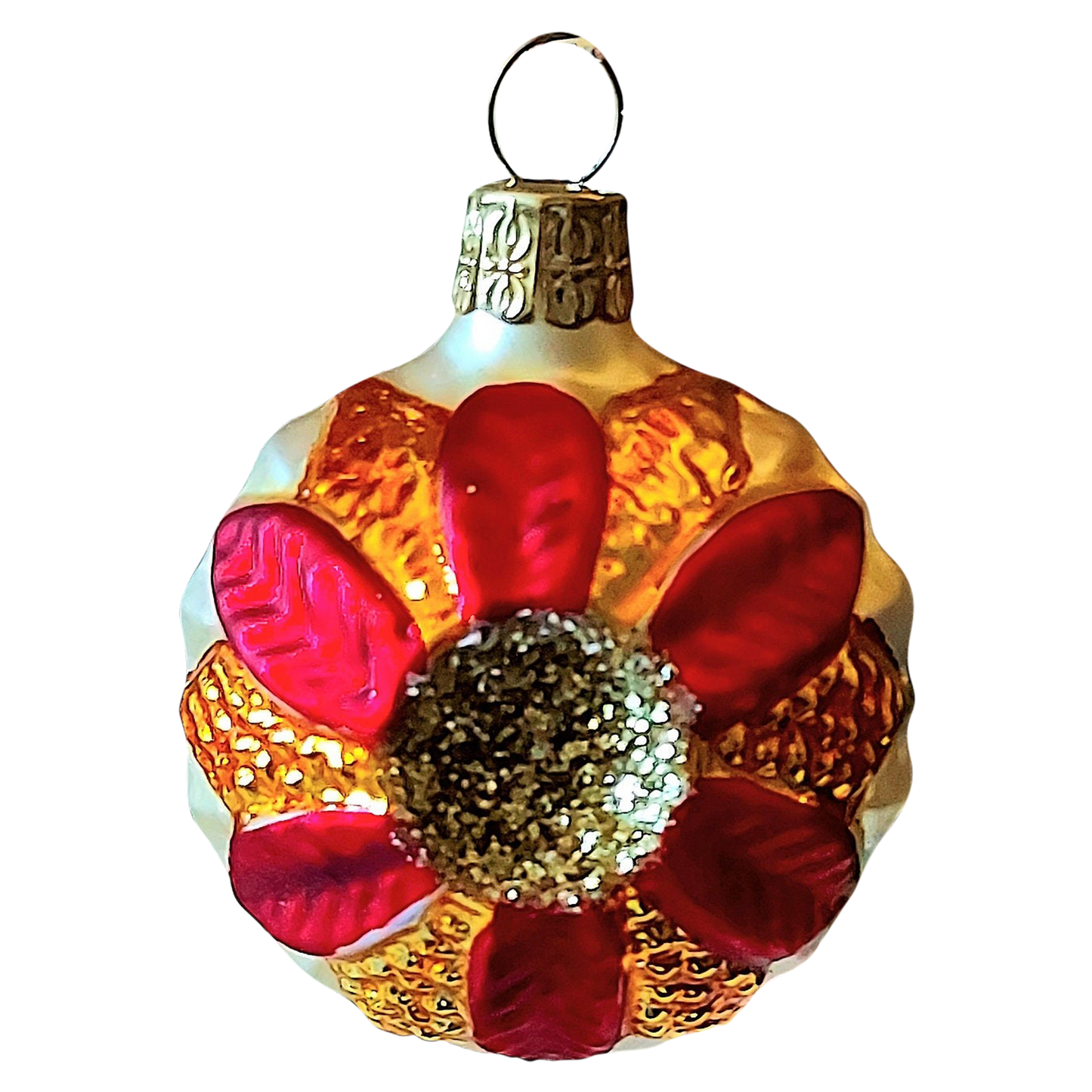 Czech Glass Christmas Ornament: Hand-Painted Leaf Balls (Pair)