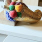 Vintage Czech Republic, Glass Blown, Hand Painted Christmas Tree Ornament - Large Fruit Cone Gold