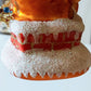 Vintage Czech Republic, Glass Blown, Hand Painted Christmas Tree Ornament - Large Santa Chimney Gold