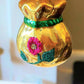 Vintage Czech Republic, Glass Blown, Hand Painted Christmas Tree Ornament - Money Bag
