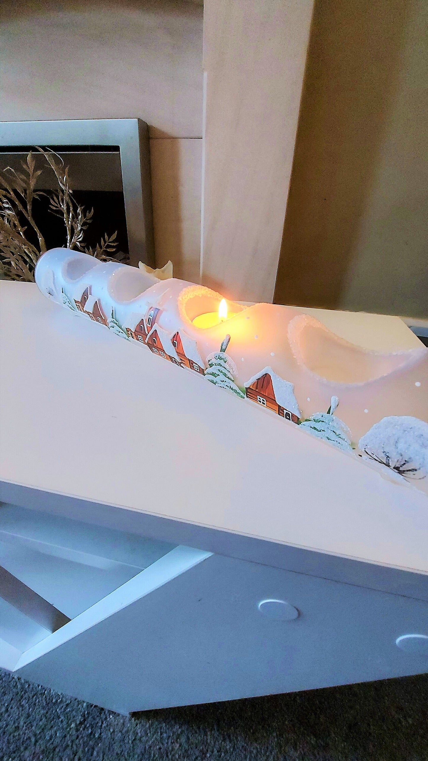 Vintage Czech Hand-Painted Glass Christmas Ornament Candle Holder