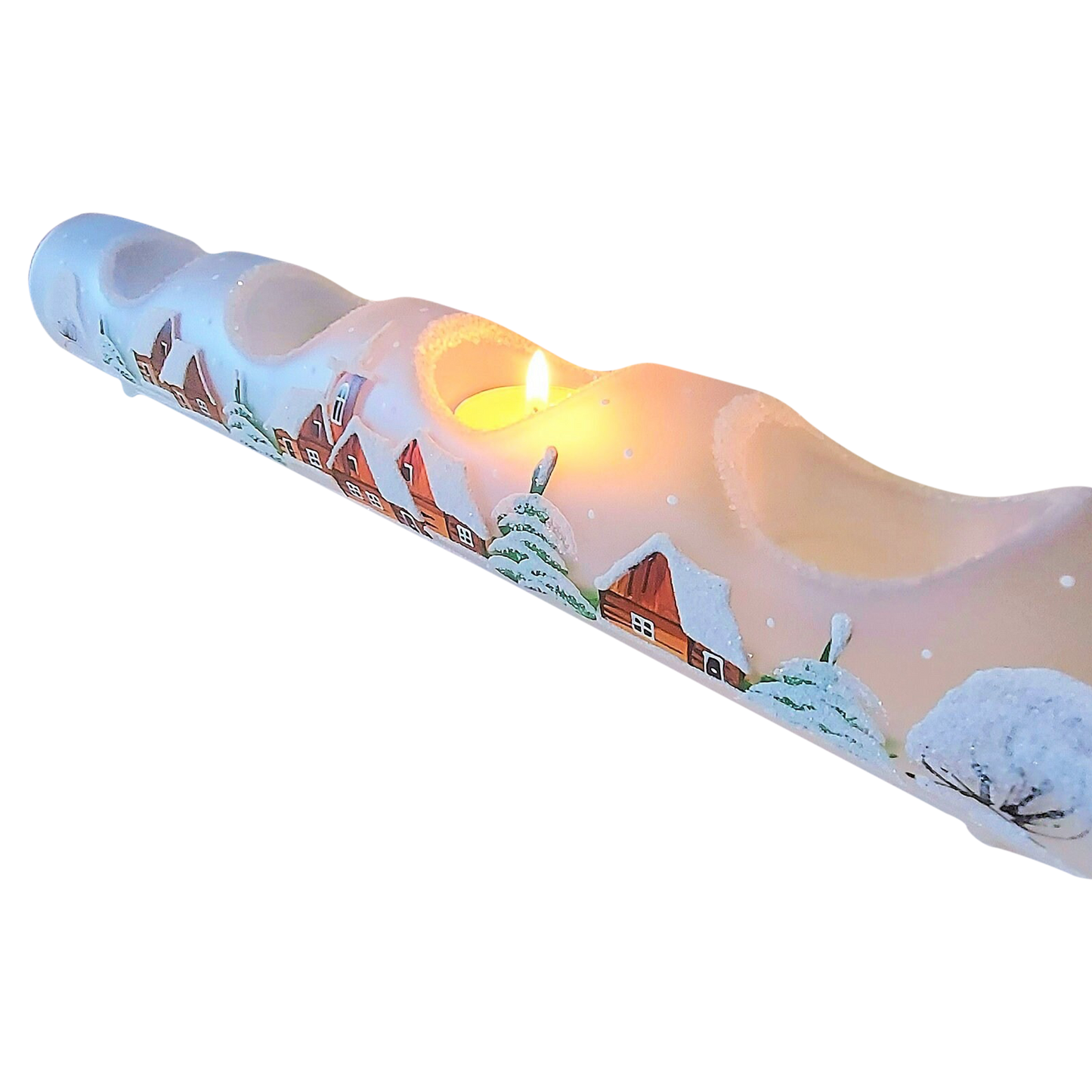 Czech Hand-Painted Glass Christmas Ornament Candle Holder