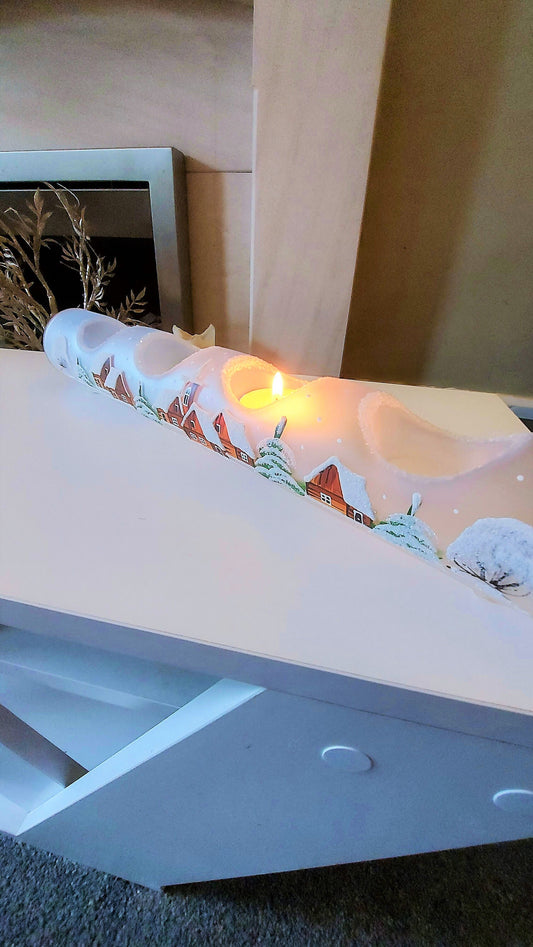 Vintage Czech Hand-Painted Glass Christmas Ornament Candle Holder