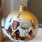 Vintage Czech Glass Christmas Ornament: Hand-Painted Gold large Ball
