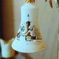Vintage Czech Glass Christmas Ornament Bell: Hand-Painted Winter Village White
