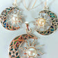 Silver Handmade Inlay Pendant/Earring Set Semi Precious Abalone Shell- Sun/Moon