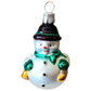 Czech Glass Snowman Christmas Ornament with Bowler Hat (Pair)
