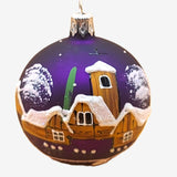 Vintage Czech Glass Christmas Ornament: Hand-Painted Purple Small Ball
