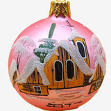 Vintage Czech Glass Christmas Ornament: Hand-Painted Pink Small Ball