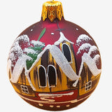 Vintage Czech Glass Christmas Ornament: Hand-Painted Maroon Small Ball