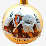 Vintage Czech Glass Christmas Ornament: Hand-Painted Gold large Ball
