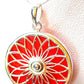 Silver Handmade Inlay Pendant Semi Precious Abalone Shell- Red Circle