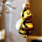 Vintage Czech Glass Bumble Bee Christmas Ornament - Hand Painted Pair