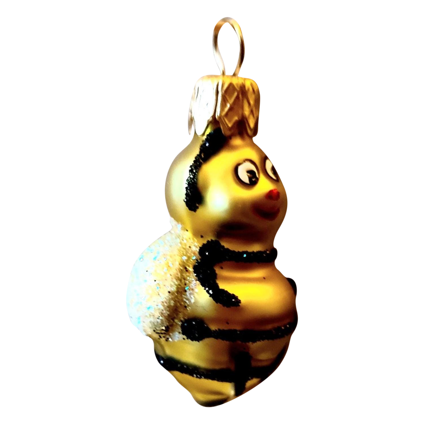 Czech Glass Bumble Bee Christmas Ornament - Hand Painted Pair