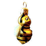 Czech Glass Bumble Bee Christmas Ornament - Hand Painted Pair