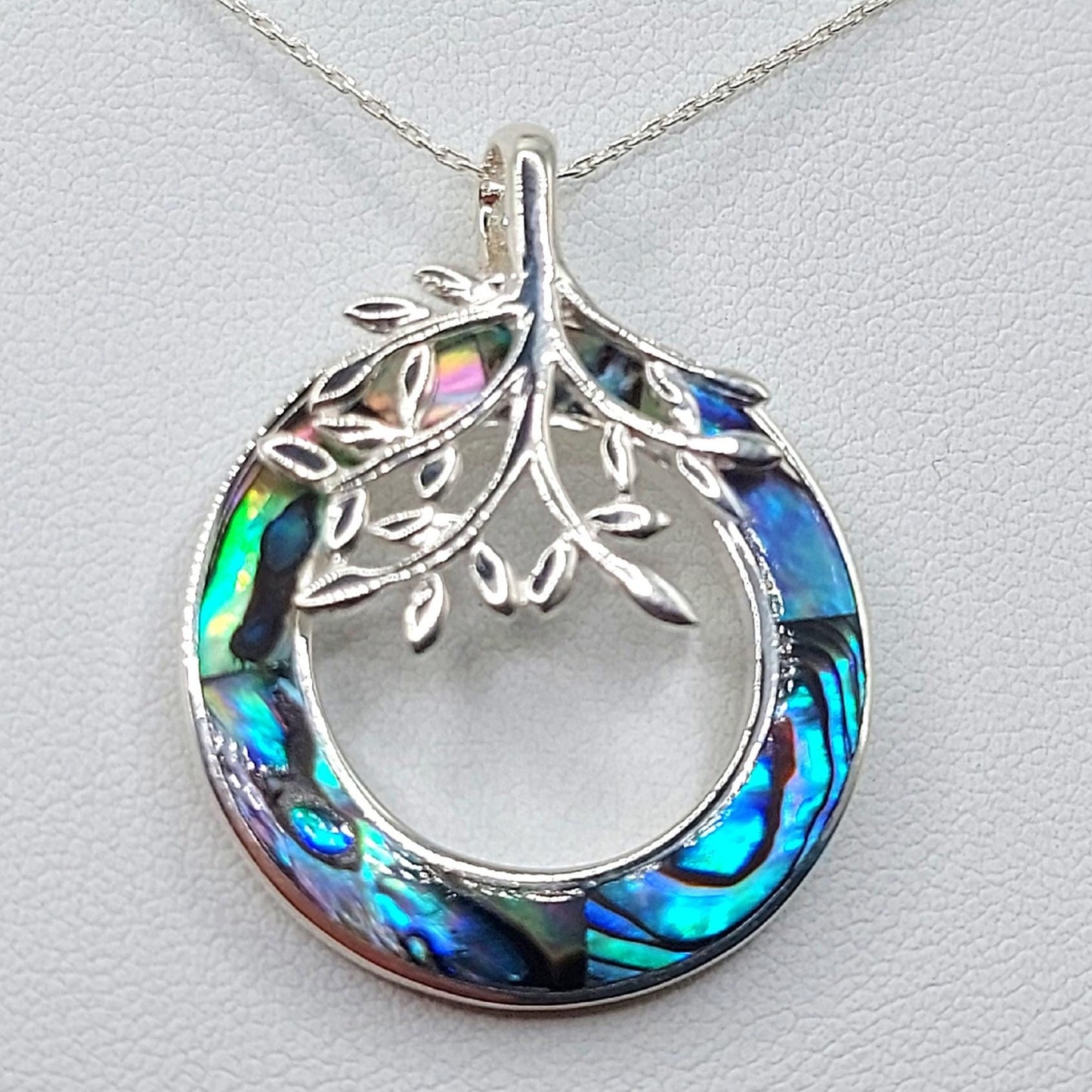 Silver Handmade Inlay Pendant Semi Precious Abalone Shell- Tree of Life