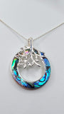 Silver Handmade Inlay Pendant Semi Precious Abalone Shell- Tree of Life
