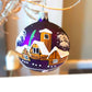 Vintage Czech Glass Christmas Ornament: Hand-Painted Purple Small Ball