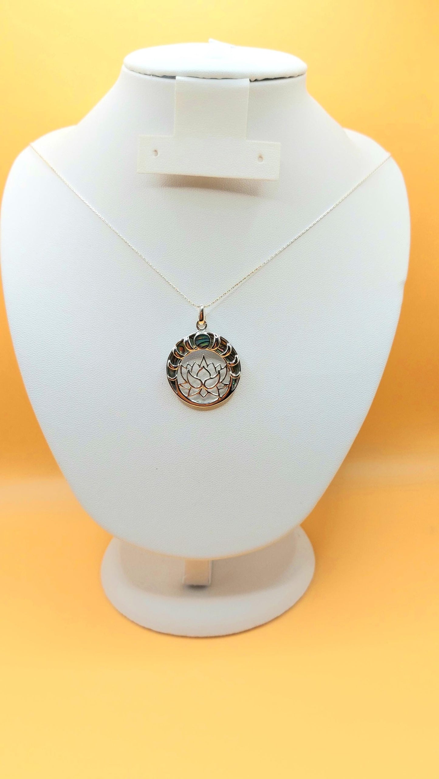 Silver Handmade Inlay Pendant Semi Precious Abalone Shell- Emblem