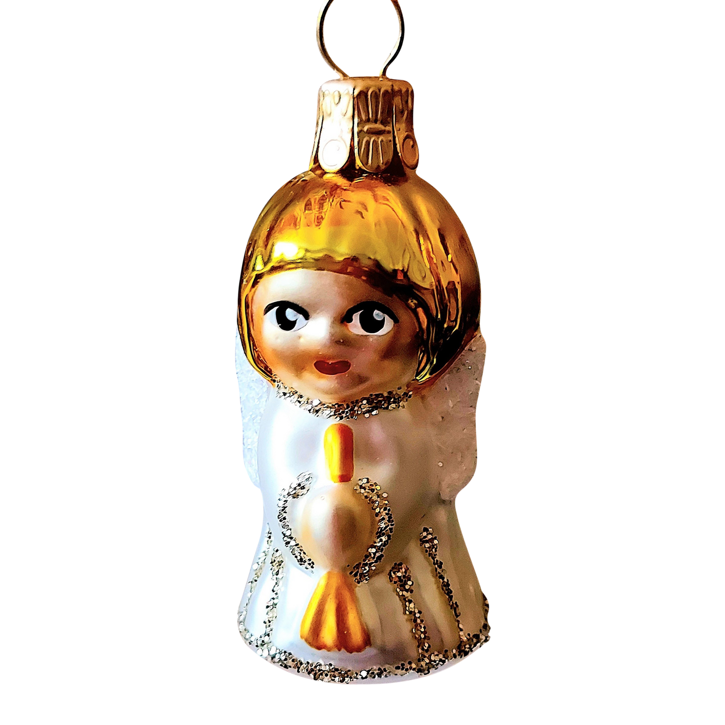 Czech Republic, Glass Blown, Hand Painted Christmas Tree Ornament - Angel