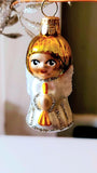 Vintage Czech Republic, Glass Blown, Hand Painted Christmas Tree Ornament - Angel