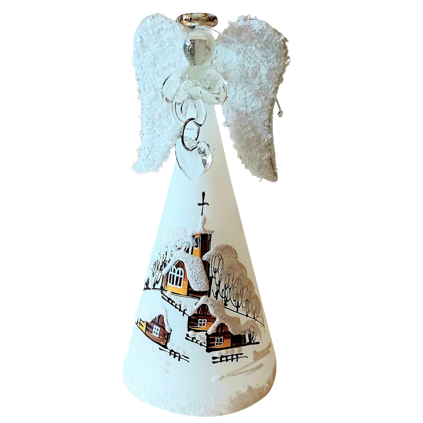 Czech Glass Angel Christmas Ornament: Hand-Painted Winter Village
