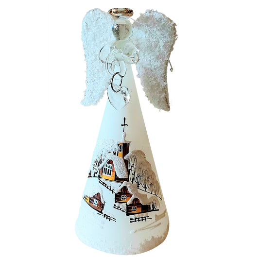 Czech Glass Angel Christmas Ornament: Hand-Painted Winter Village