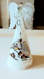 Vintage Czech Glass Angel Christmas Ornament: Hand-Painted Winter Village
