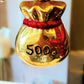 Vintage Czech Republic, Glass Blown, Hand Painted Christmas Tree Ornament - Money Bag
