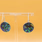 Silver Handmade Inlay Earrings Semi Precious Abalone Shell- Moon