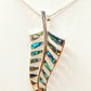 Silver Handmade Inlay Pendant Semi Precious Abalone Shell- Leaf
